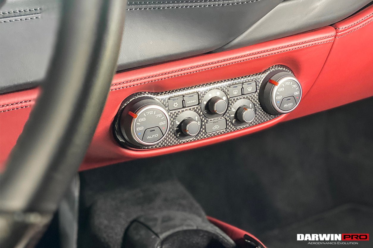 2015-2020 Ferrari 488 GTB & Spider Dry Carbon Fiber AC Control Panel Cover - DarwinPRO Aerodynamics
