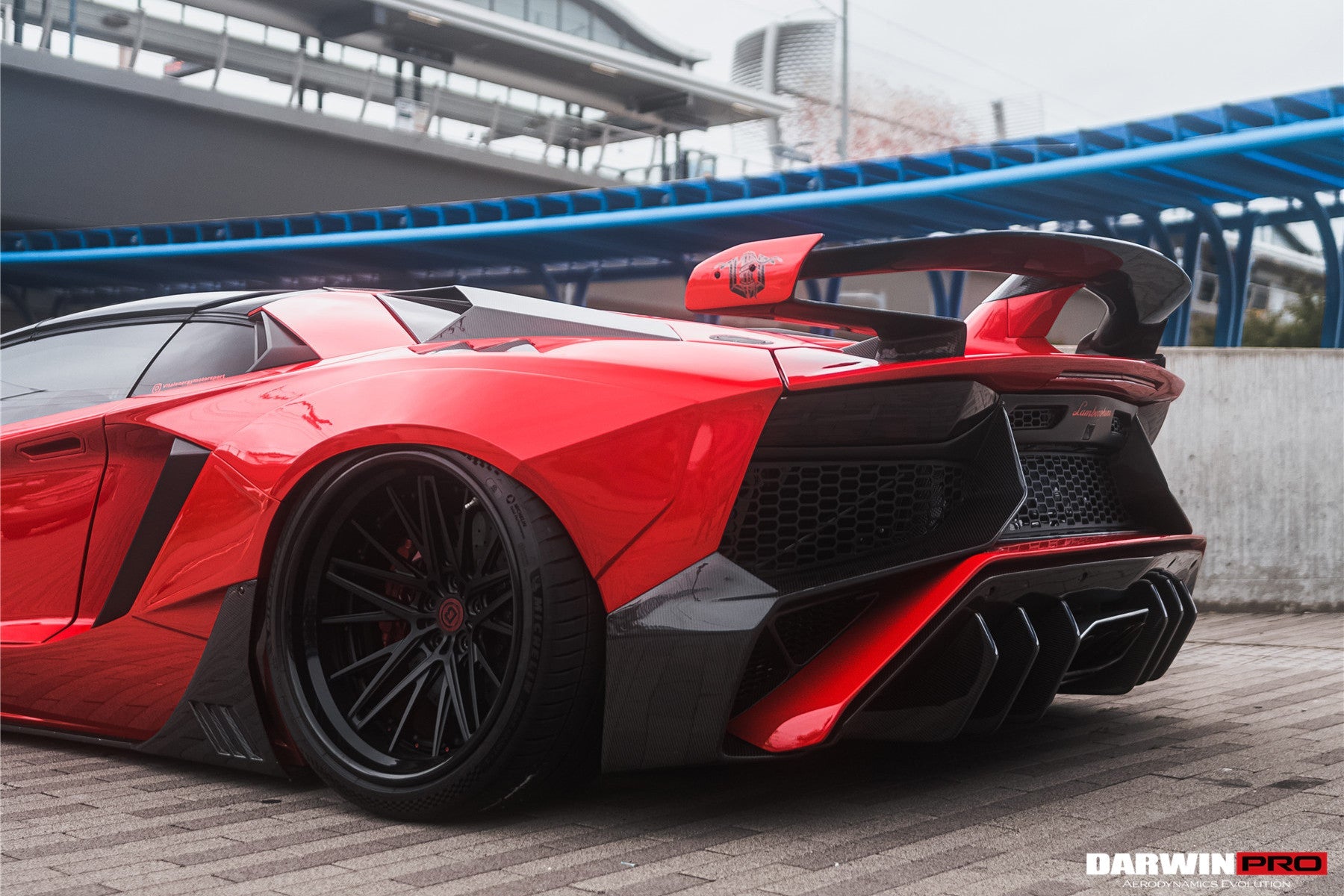 2011 - 2016 Lamborghini Aventador LP700 Roadster SV-BKSSII Style Engine Hood And Wing