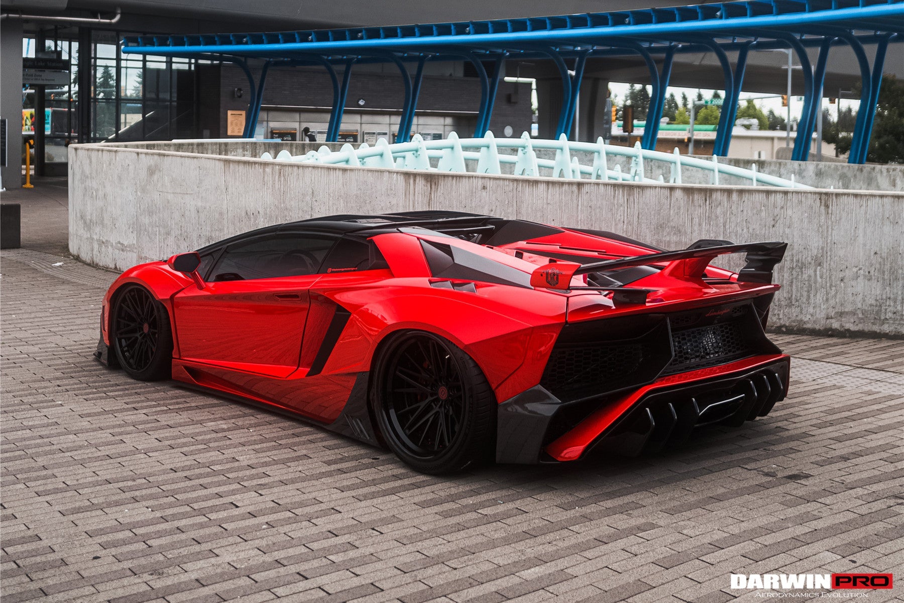 2011 - 2016 Lamborghini Aventador LP700 Roadster SV-BKSSII Style Engine Hood And Wing
