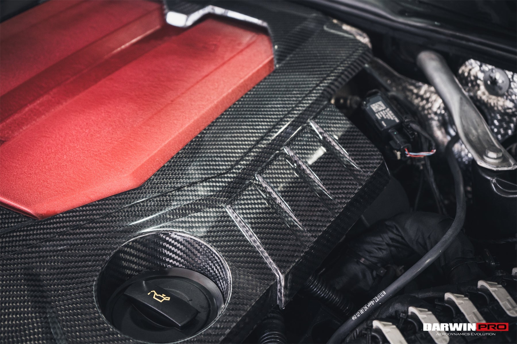 2019 - 2025 Audi RS6 Avant C8 & RS7 C8 Quattro OEM Style Dry Carbon Fiber Engine Cover Replacement