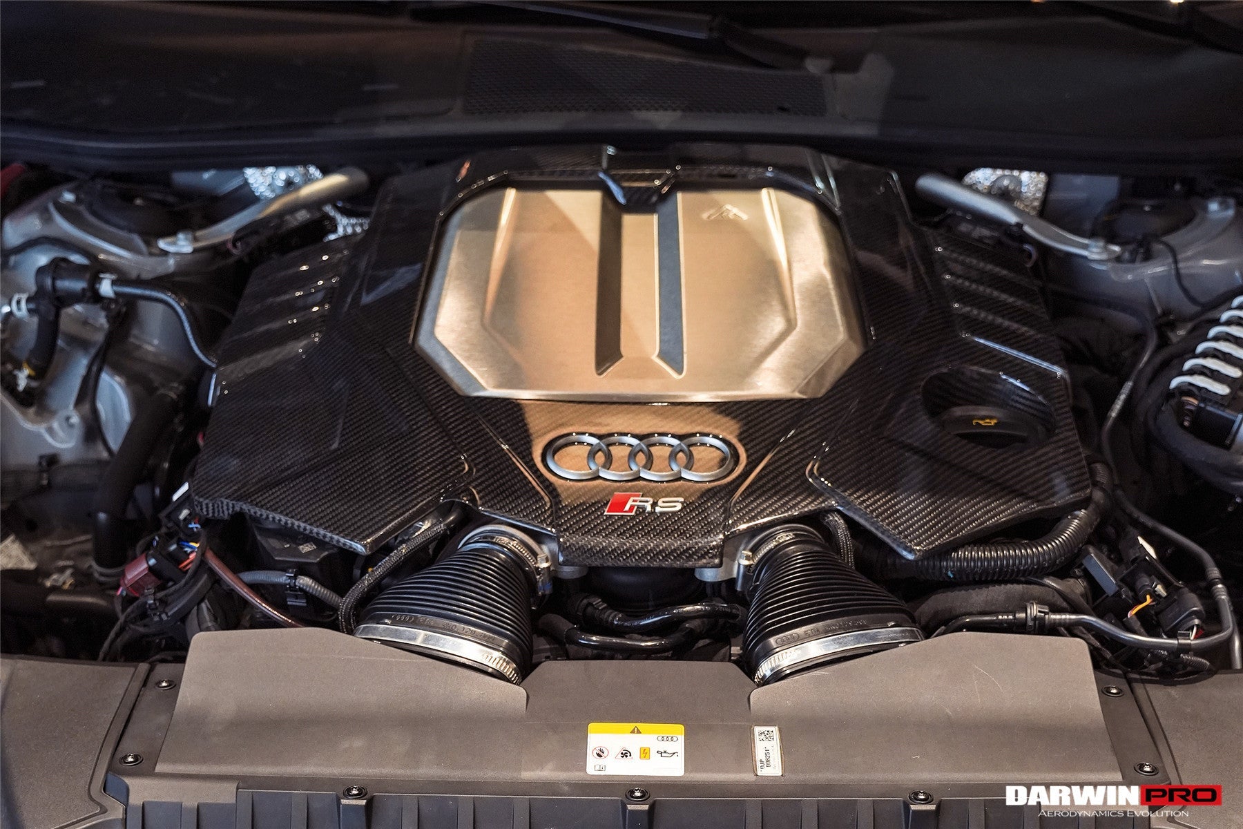 2019 - 2025 Audi RS6 Avant C8 & RS7 C8 Quattro OEM Style Dry Carbon Fiber Engine Cover Replacement