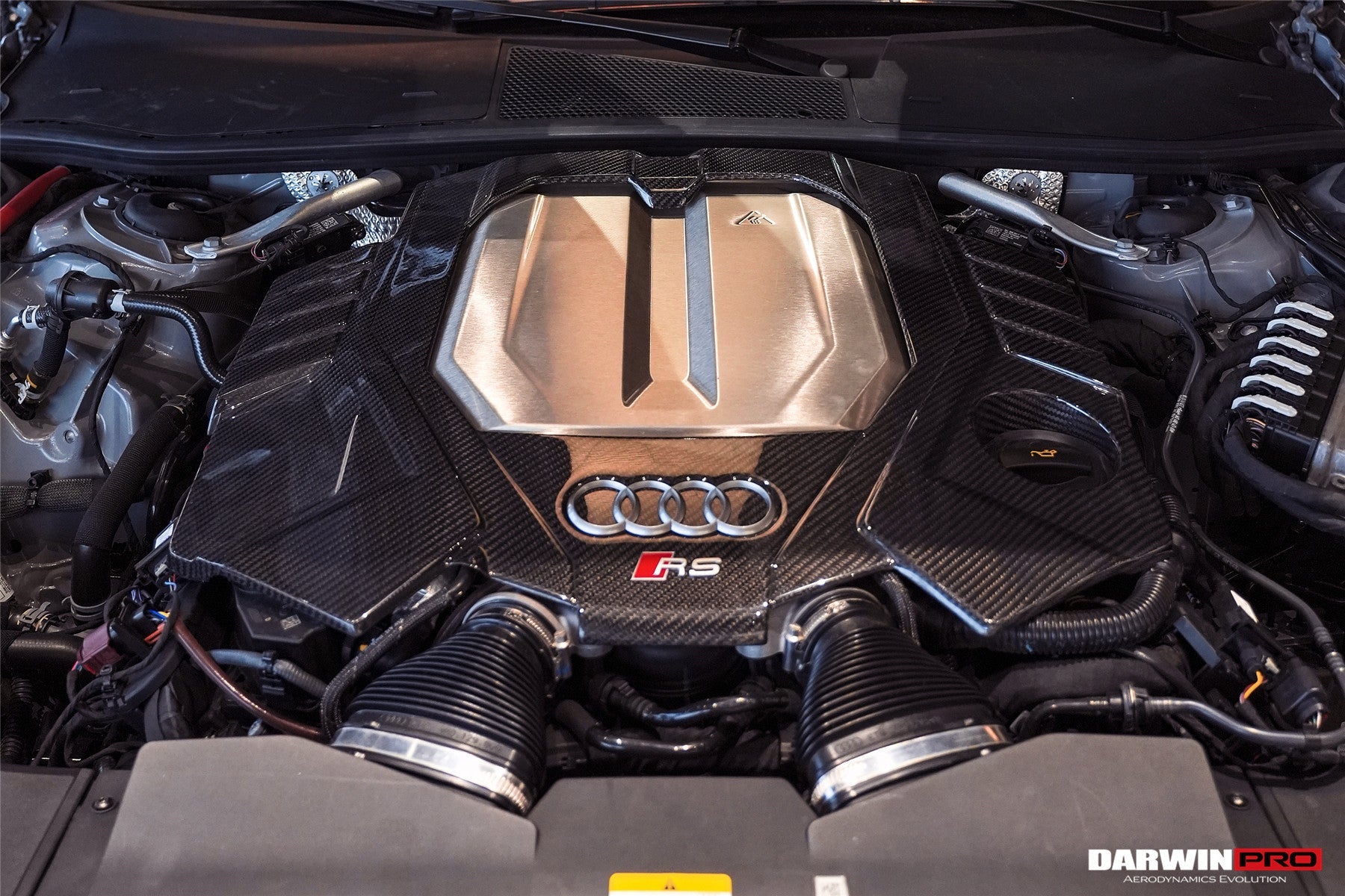 2019 - 2025 Audi RS6 Avant C8 & RS7 C8 Quattro OEM Style Dry Carbon Fiber Engine Cover Replacement