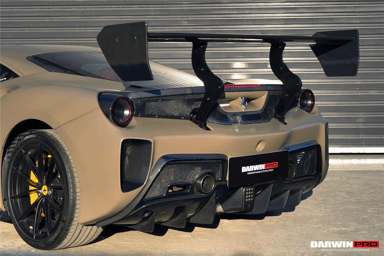 2015 - 2020 Ferrari 488 GTB Challenge Evo Modena Style Rear Bumper With Deck Lid Wing & Diffuser