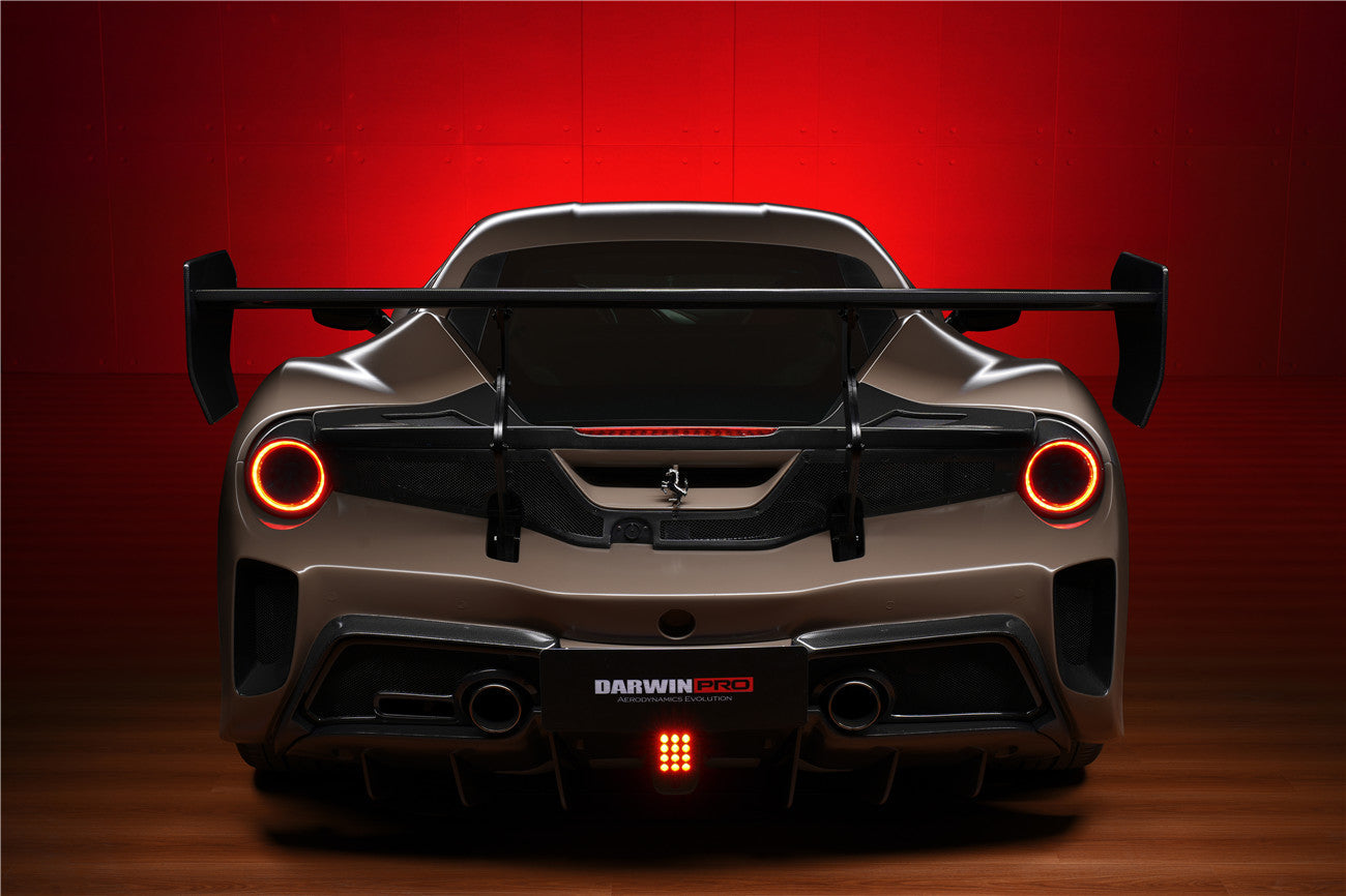 2015 - 2020 Ferrari 488 GTB Challenge Evo Modena Style Rear Bumper With Deck Lid Wing & Diffuser