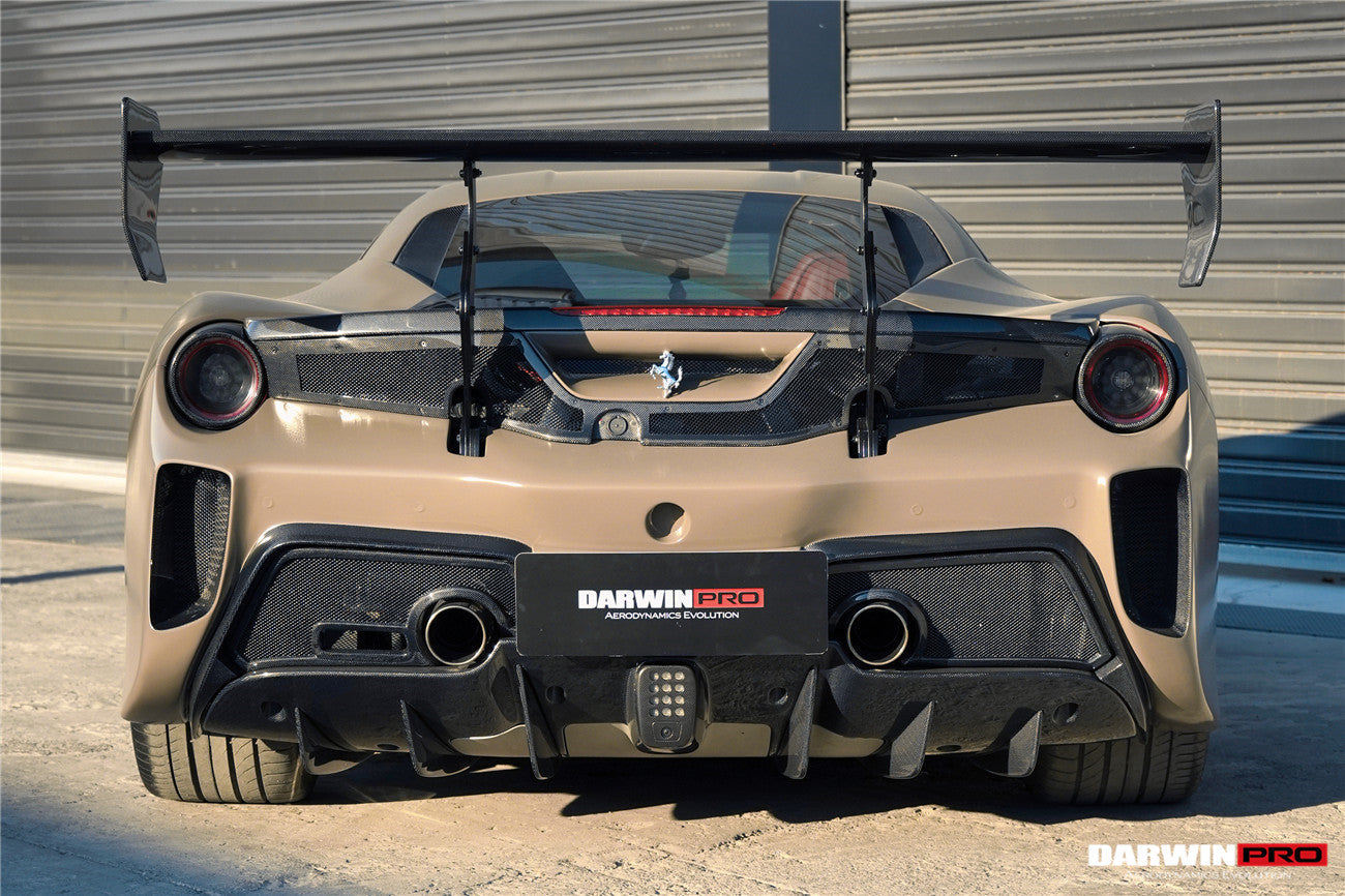 2015 - 2020 Ferrari 488 GTB Challenge Evo Modena Style Rear Bumper With Deck Lid Wing & Diffuser