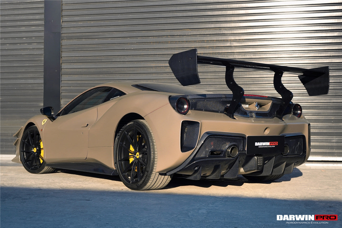 2015 - 2020 Ferrari 488 GTB Challenge Evo Modena Style Rear Bumper With Deck Lid Wing & Diffuser