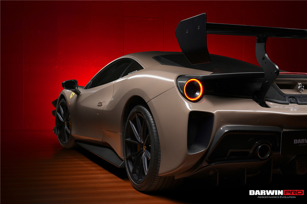 2015 - 2020 Ferrari 488 GTB Challenge Evo Modena Style Rear Bumper With Deck Lid Wing & Diffuser