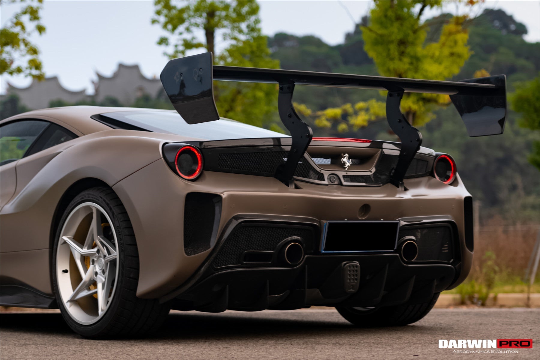 2015 - 2020 Ferrari 488 GTB Challenge Evo Modena Style Rear Bumper With Deck Lid Wing & Diffuser