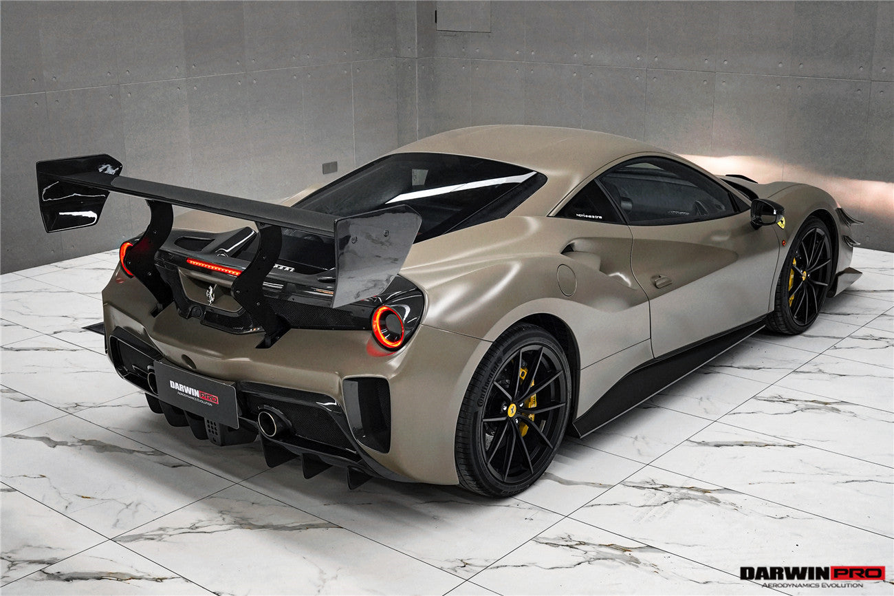 2015 - 2020 Ferrari 488 GTB Challenge Evo Modena Style Rear Bumper With Deck Lid Wing & Diffuser