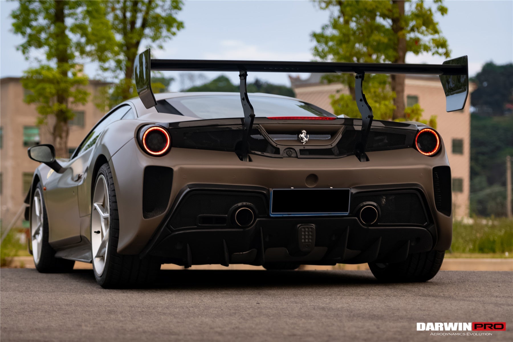 2015 - 2020 Ferrari 488 GTB Challenge Evo Modena Style Rear Bumper With Deck Lid Wing & Diffuser