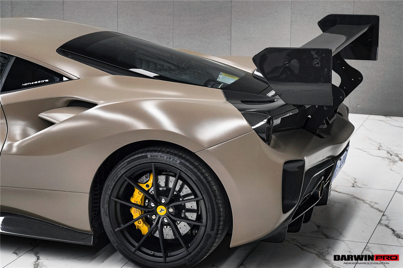 2015 - 2020 Ferrari 488 GTB Challenge Evo Modena Style Rear Bumper With Deck Lid Wing & Diffuser