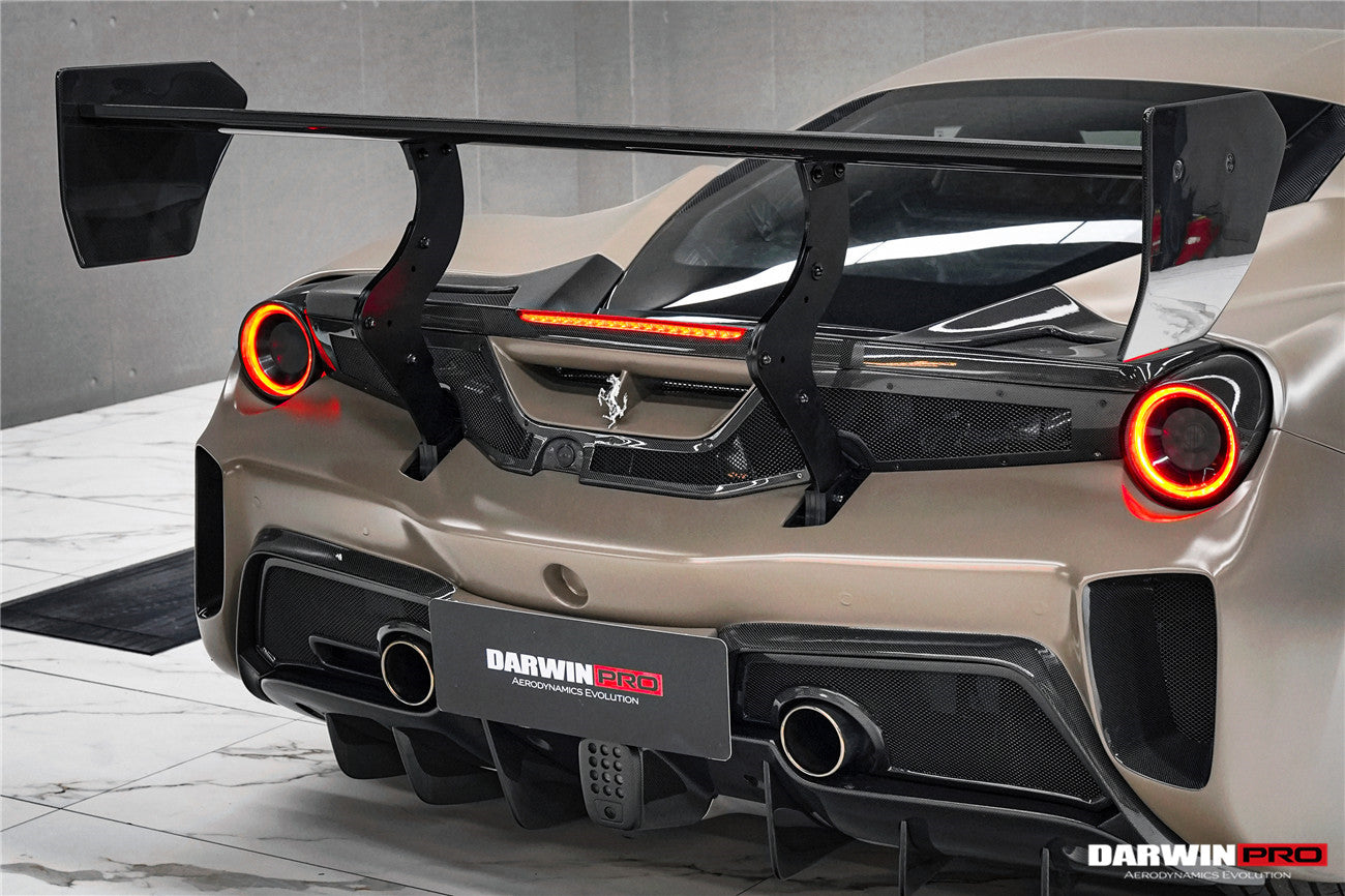 2015 - 2020 Ferrari 488 GTB Challenge Evo Modena Style Rear Bumper With Deck Lid Wing & Diffuser