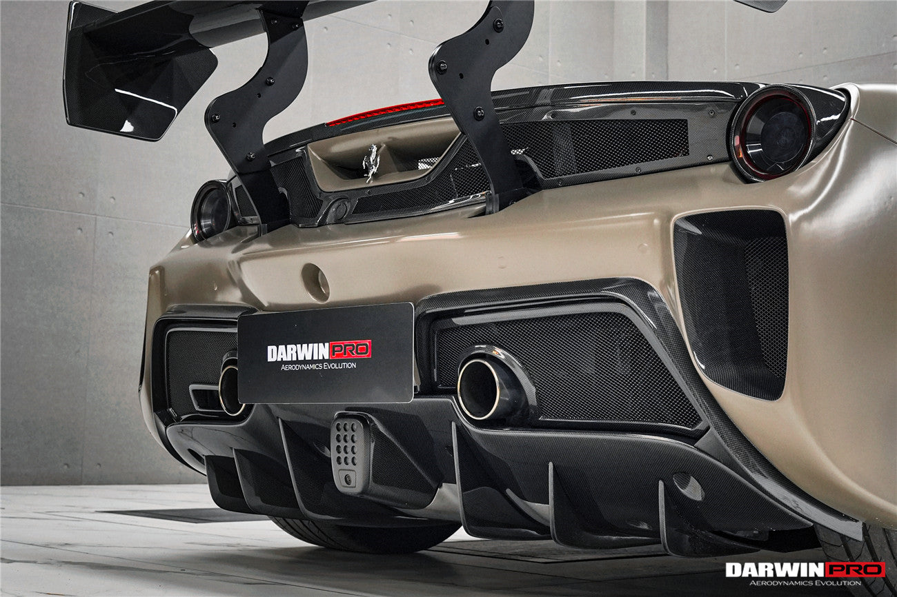 2015 - 2020 Ferrari 488 GTB Challenge Evo Modena Style Rear Bumper With Deck Lid Wing & Diffuser