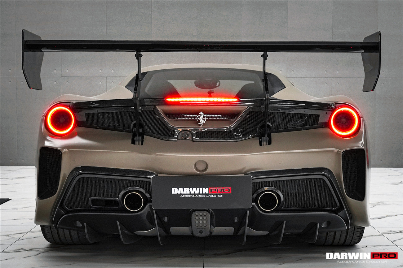 2015 - 2020 Ferrari 488 GTB Challenge Evo Modena Style Rear Bumper With Deck Lid Wing & Diffuser