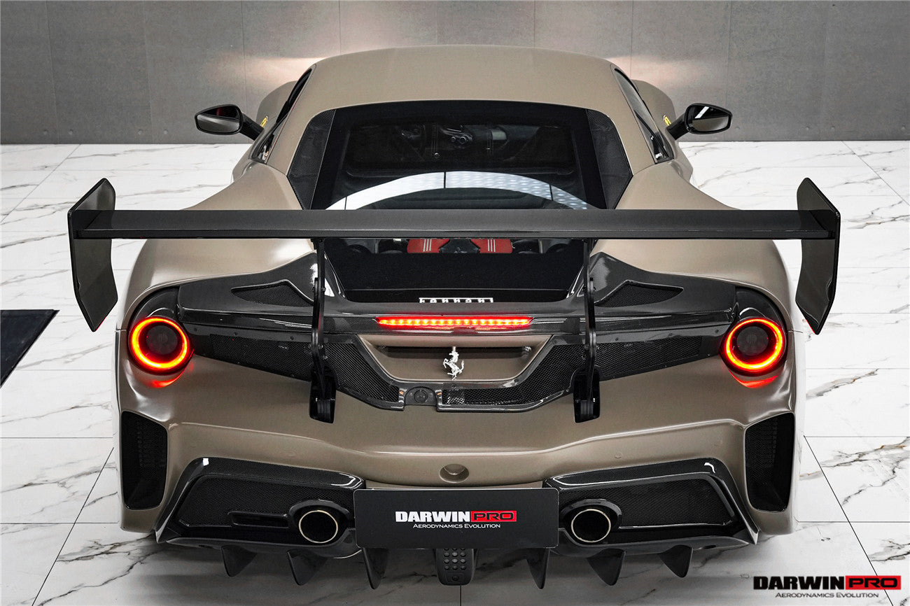 2015 - 2020 Ferrari 488 GTB Challenge Evo Modena Style Rear Bumper With Deck Lid Wing & Diffuser