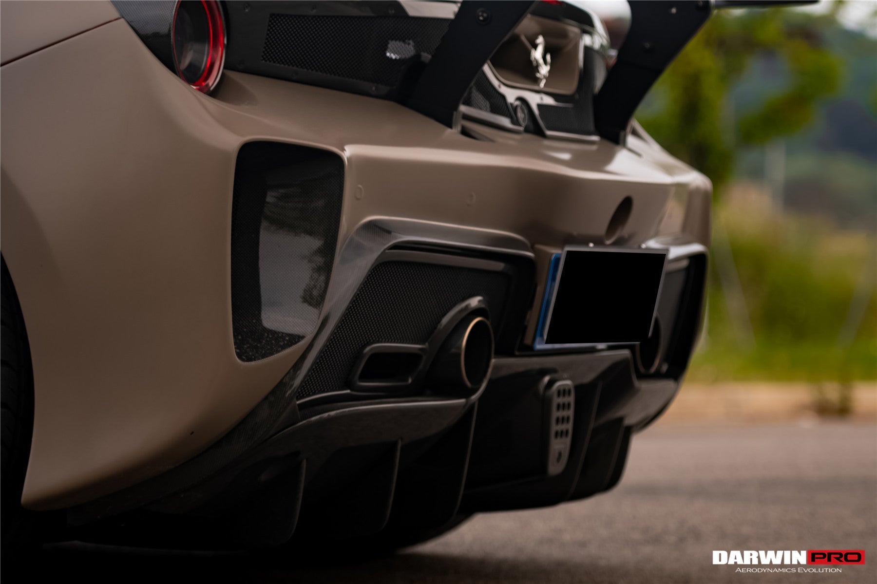 2015 - 2020 Ferrari 488 GTB Challenge Evo Modena Style Rear Bumper With Deck Lid Wing & Diffuser