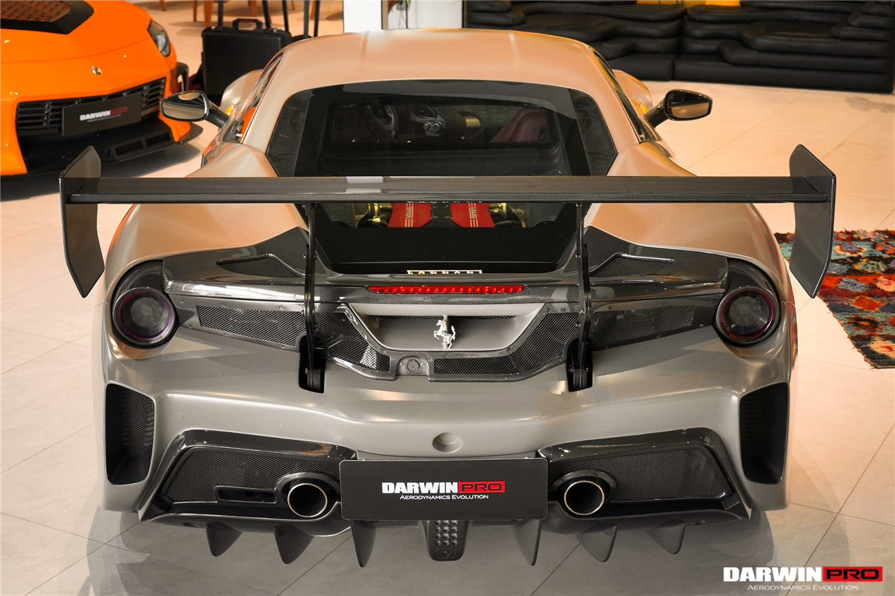 2015 - 2020 Ferrari 488 GTB Challenge Evo Modena Style Rear Bumper With Deck Lid Wing & Diffuser