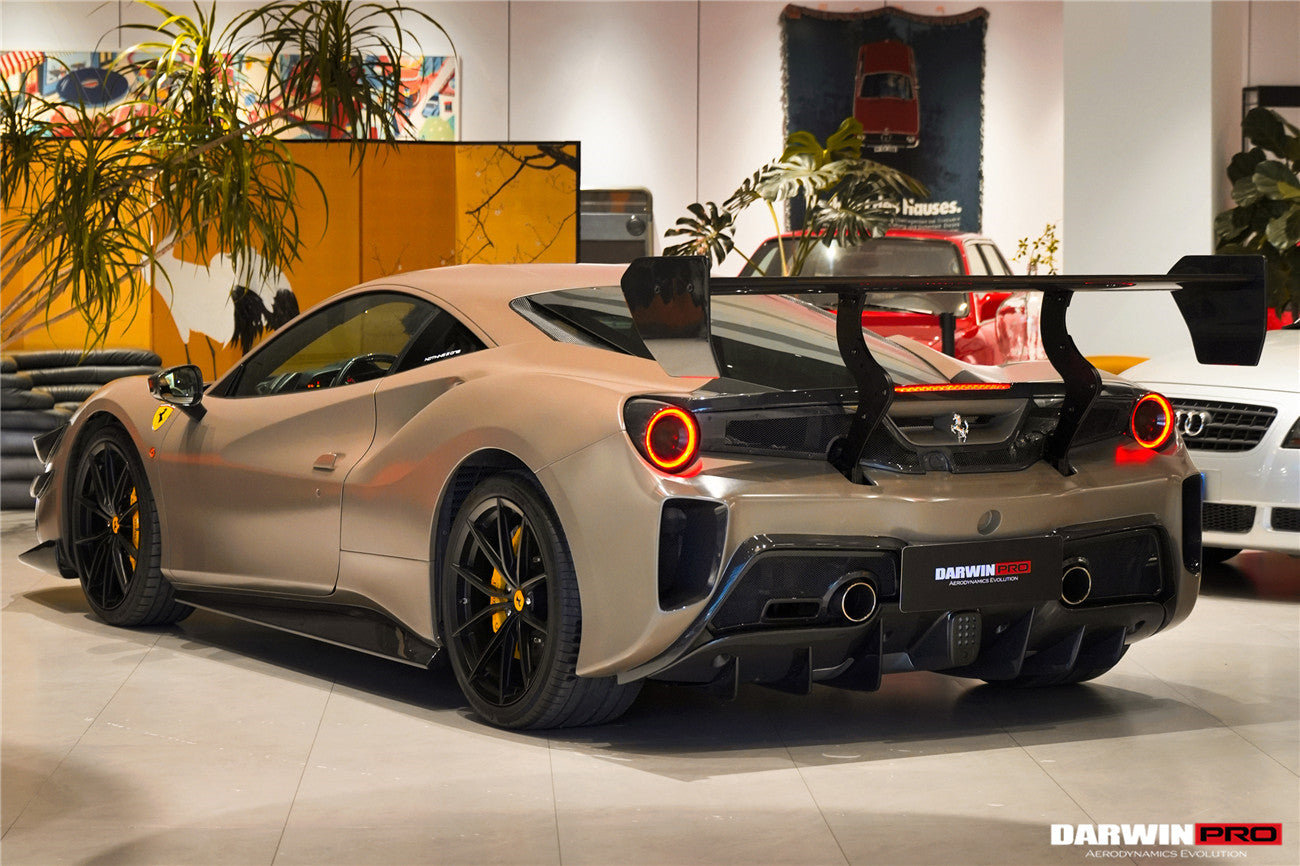 2015 - 2020 Ferrari 488 GTB Challenge Evo Modena Style Rear Bumper With Deck Lid Wing & Diffuser