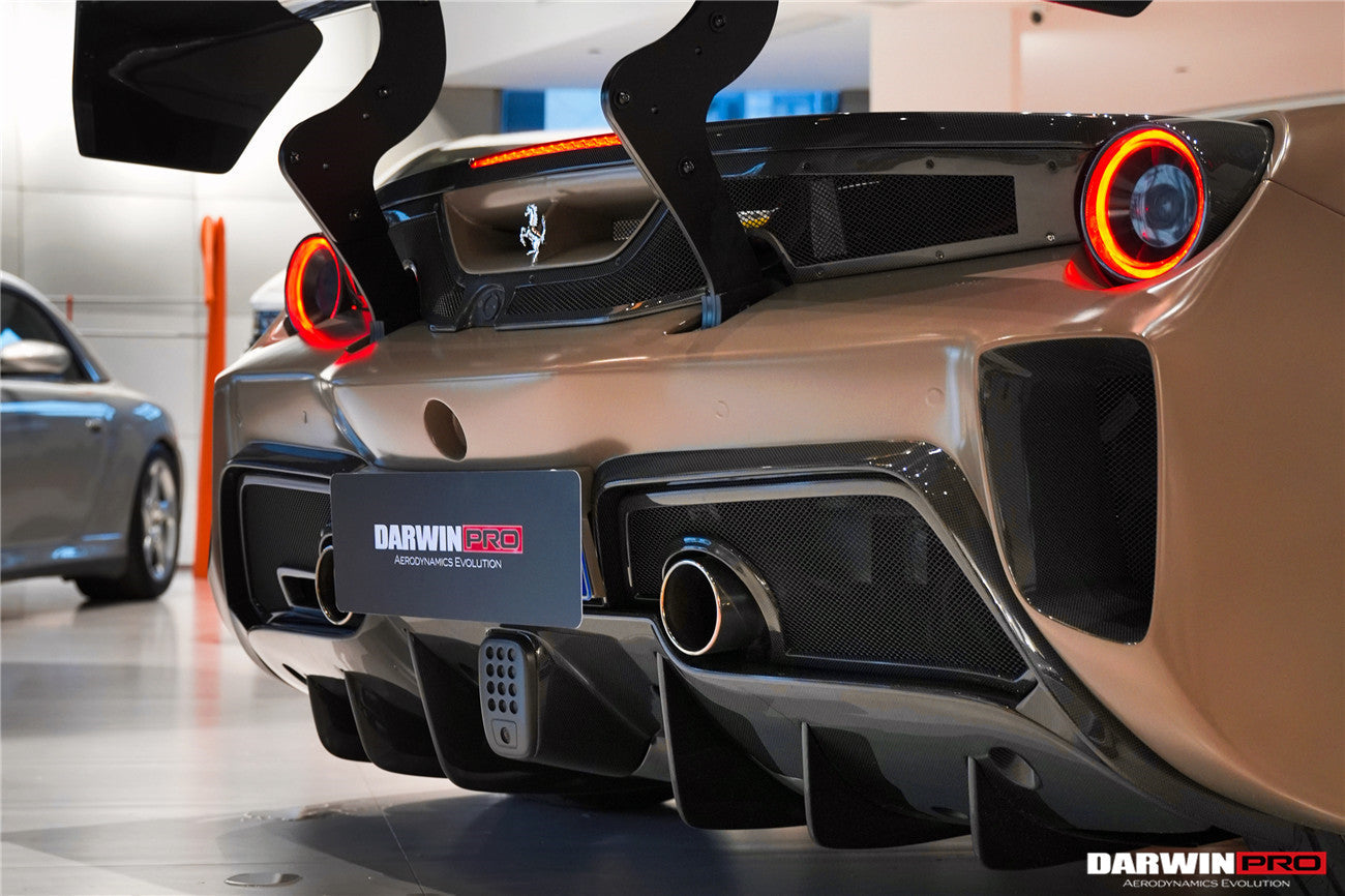 2015 - 2020 Ferrari 488 GTB Challenge Evo Modena Style Rear Bumper With Deck Lid Wing & Diffuser