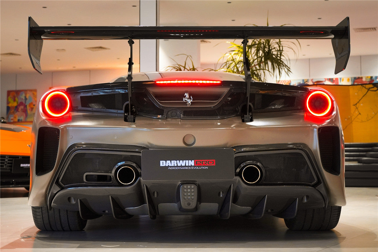 2015 - 2020 Ferrari 488 GTB Challenge Evo Modena Style Rear Bumper With Deck Lid Wing & Diffuser