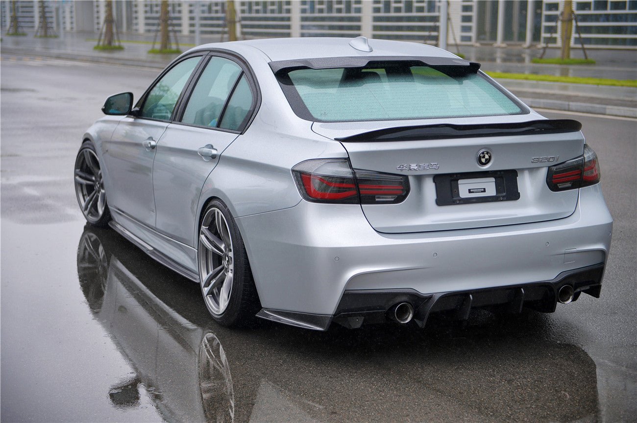 2013-2019 BMW 3 Series F30 F35 M-Tech GV Carbon Fiber Rear Lip with Diffuser & Caps - DarwinPRO Aerodynamics