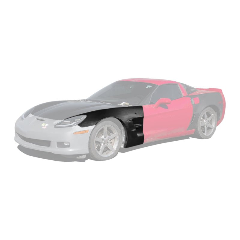 Chevrolet Corvette C6 ZR1 Style Carbon Fiber / Matte Black Front Wide Body Fender Pair 2005-2013