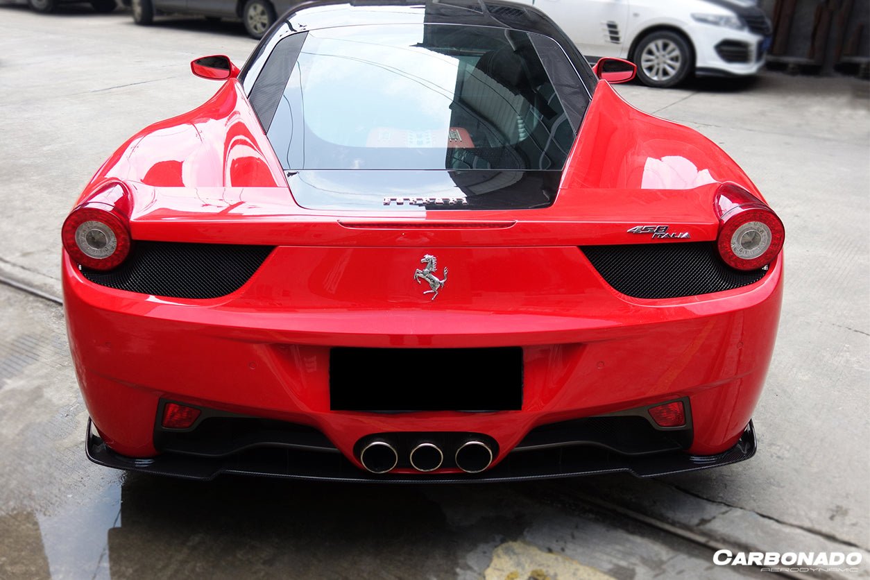 2010 - 2015 Ferrari 458 Coupe & Spyder AV Style Carbon Fiber Rear Diffuser Lip