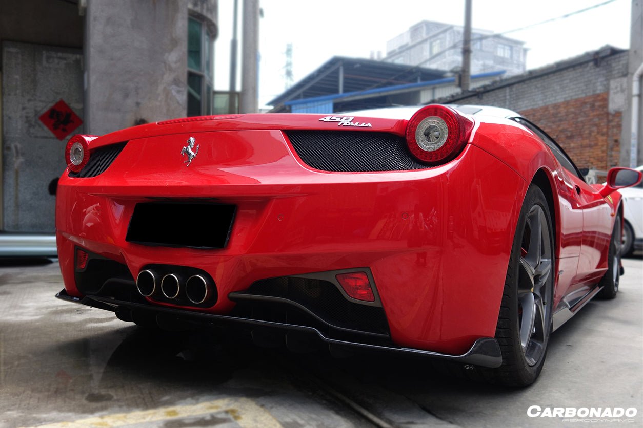 2010 - 2015 Ferrari 458 Coupe & Spyder AV Style Carbon Fiber Rear Diffuser Lip