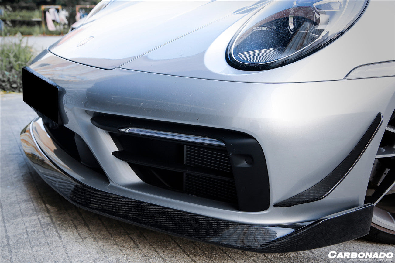 2019 - 2023 Porsche 911 992 Carrera & Targa Sport Design WP Style Dry Carbon Fiber Bumper Canards