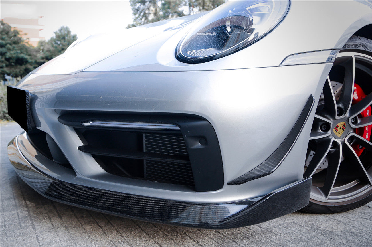 2019 - 2023 Porsche 911 992 Carrera & Targa Sport Design WP Style Dry Carbon Fiber Bumper Canards