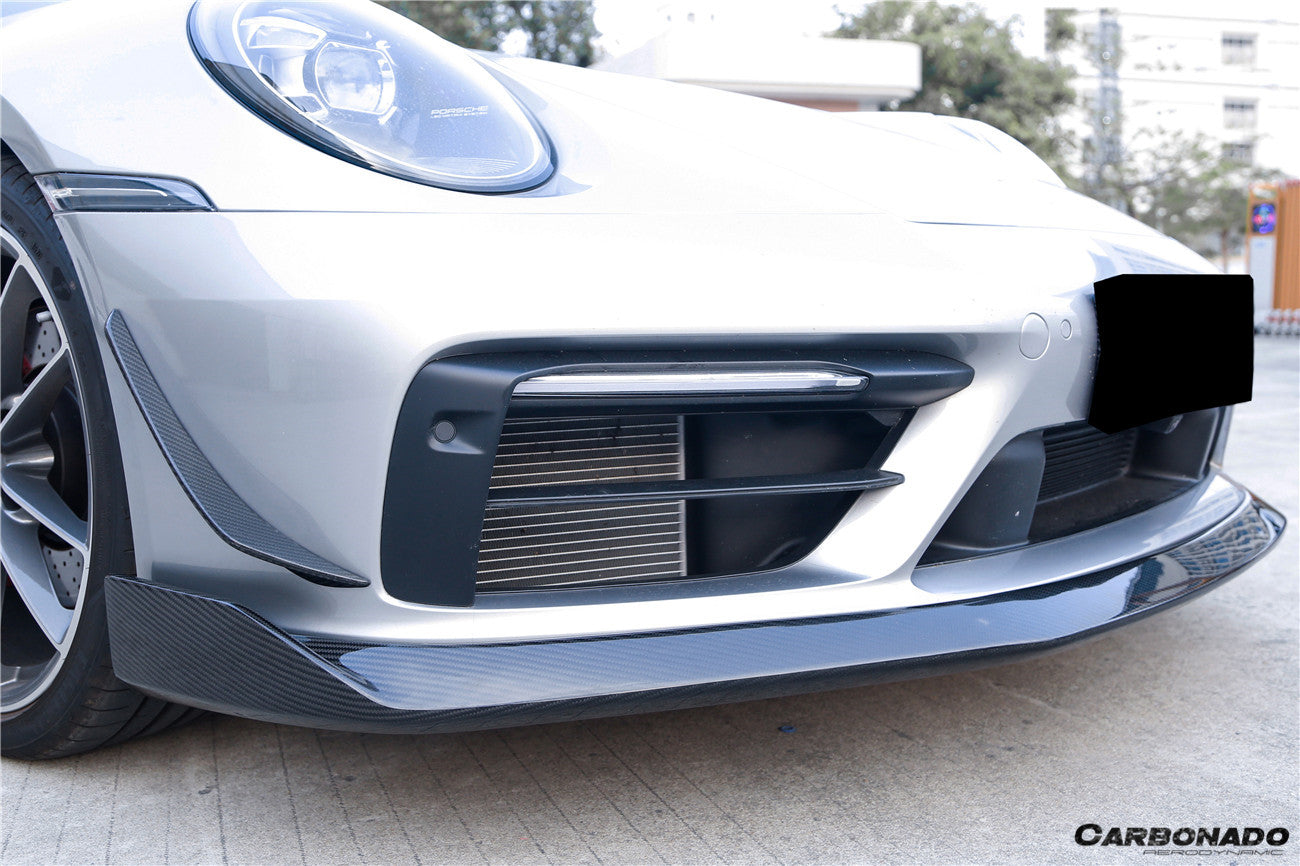 2019 - 2023 Porsche 911 992 Carrera & Targa Sport Design WP Style Dry Carbon Fiber Bumper Canards