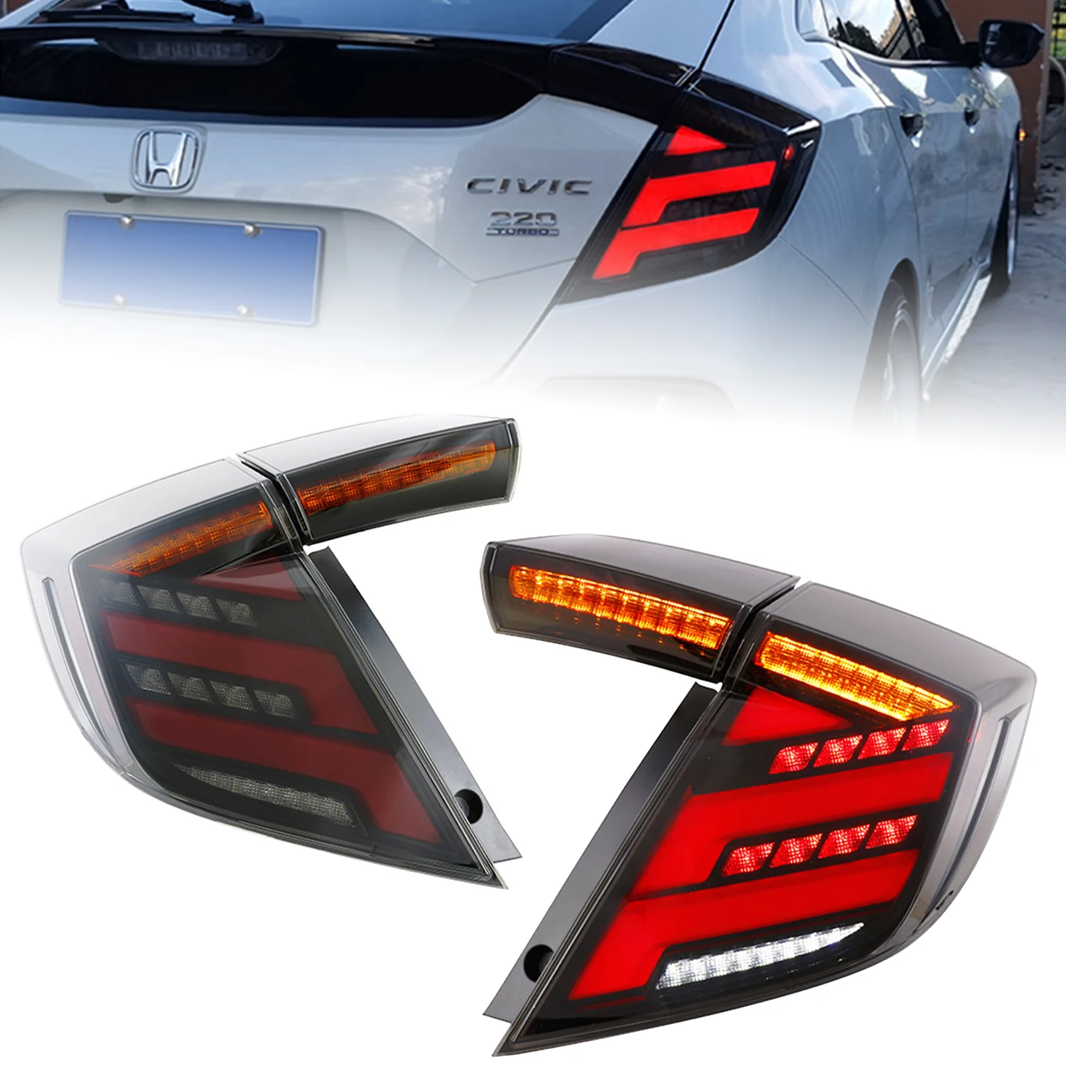 Honda Civic Type R Hatchback 10th Gen White Taillight 2016-2021