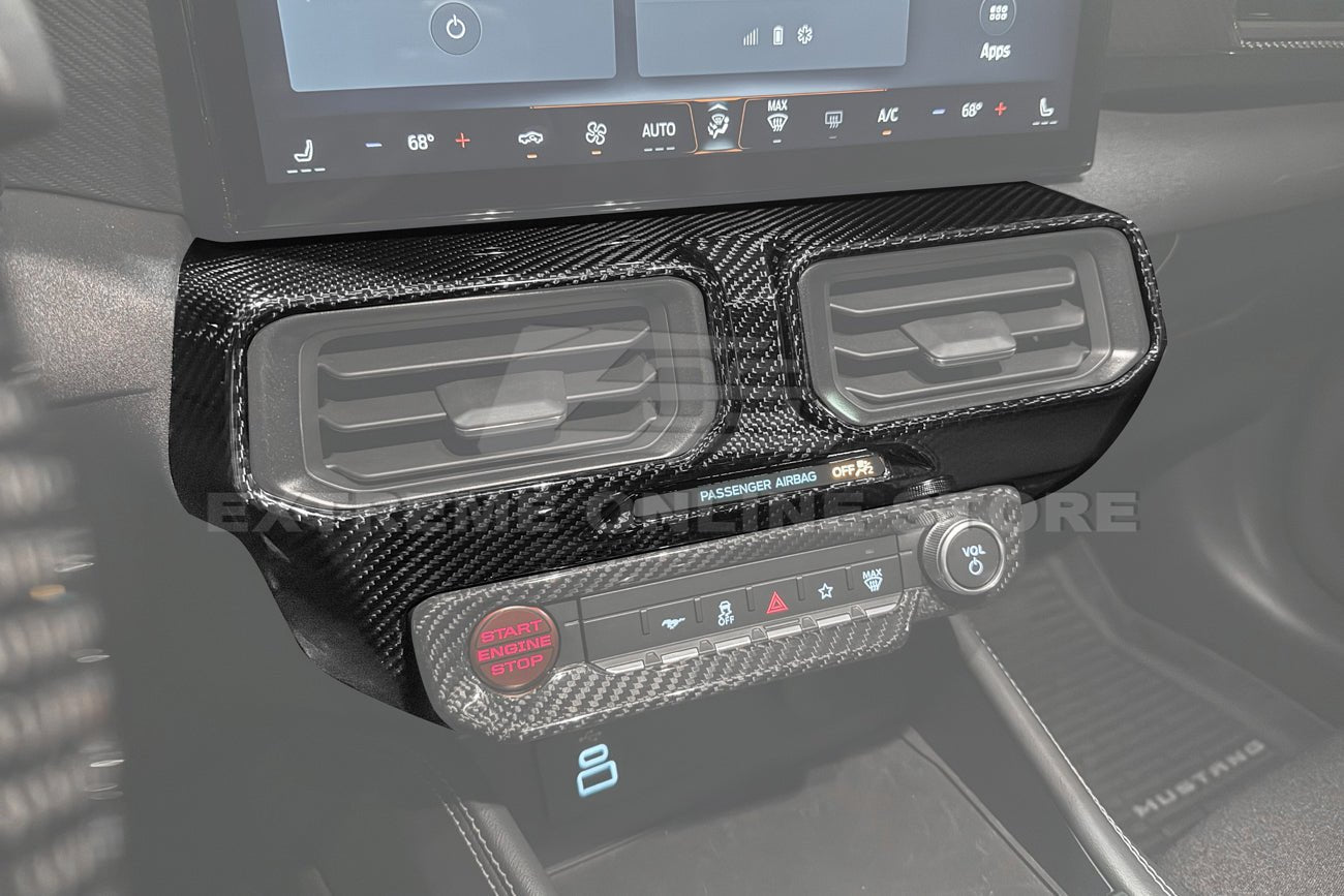 Ford Mustang S650 Factory Style Dry Carbon Fiber AC Outlet Panel Trim Split Screen 2024-Up