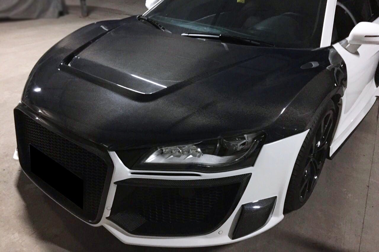 2006 - 2015 Audi R8 Coupe & Spyder P Style Carbon Fiber Hood