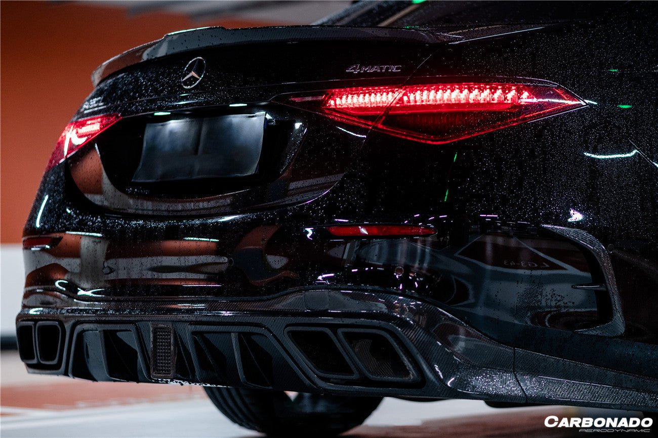 2021 - 2025 Mercedes Benz S Class W223 4Matic Sedan MSY Style Rear Lip with LED Light And Exhaust tips