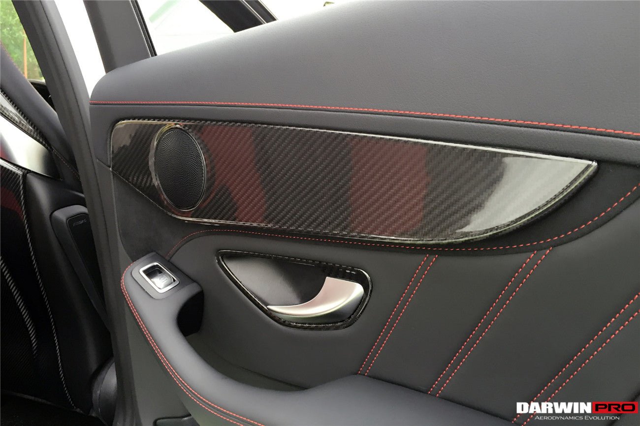 2015 - 2021 Mercedes Benz W205 C Class GLC X253 Carbon Fiber Interior Door Handle Cover Trim