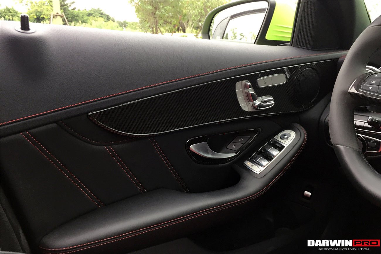 2015 - 2021 Mercedes Benz W205 C Class GLC X253 Carbon Fiber Interior Door Handle Cover Trim