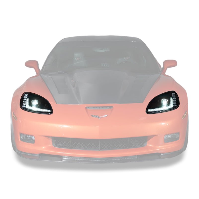 Corvette C6 C7 Style Projector LED Sequential Signal Turn Headlights 2005-2013