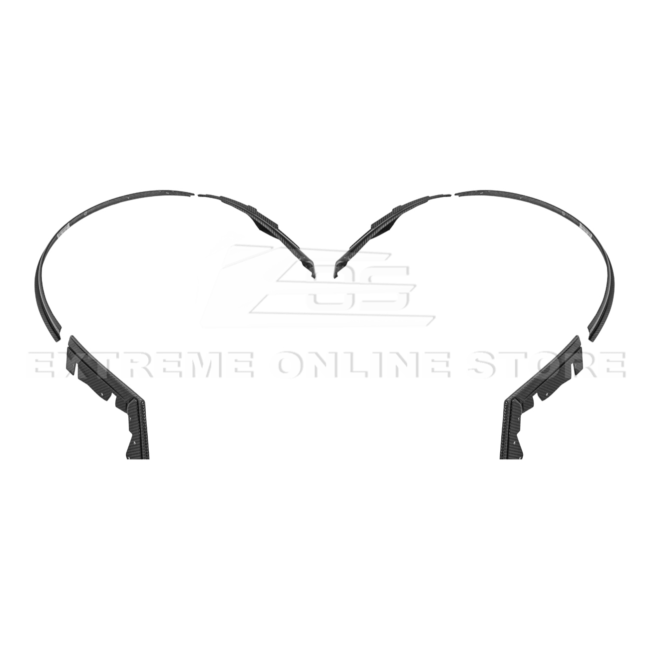 Ford Mustang S650 Dry Carbon Fiber XL Extended Fender Flares Mud Flap Kit 2024-Up