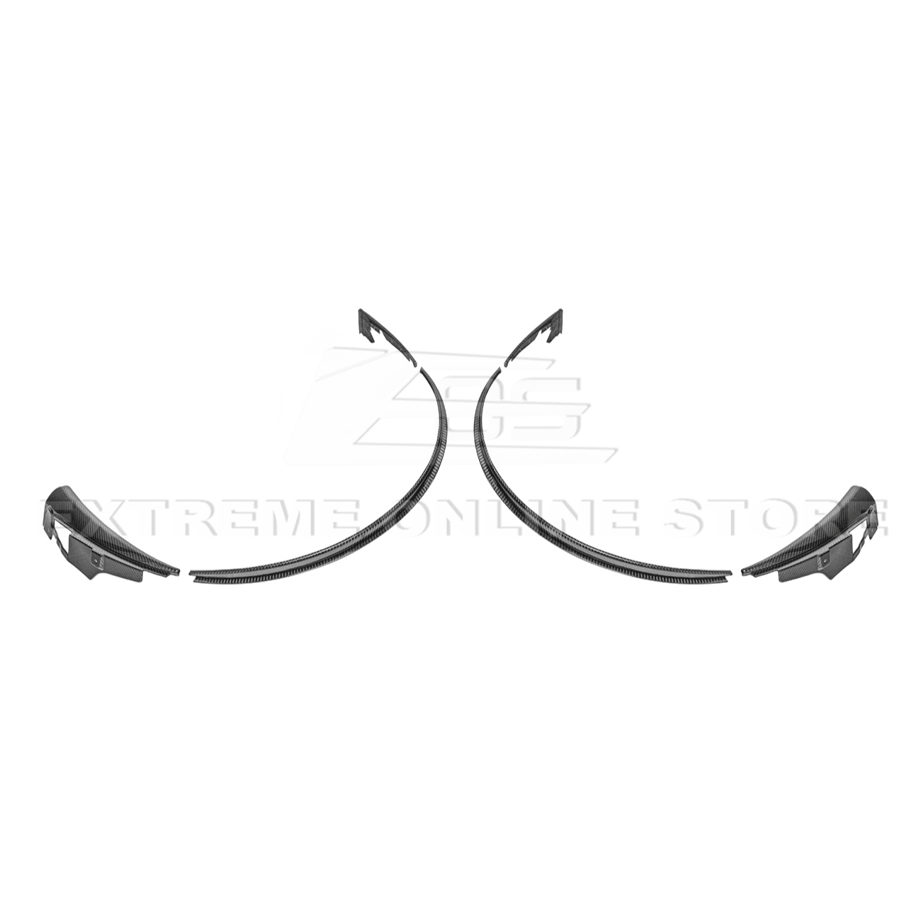 Ford Mustang S650 Dry Carbon Fiber XL Extended Fender Flares Mud Flap Kit 2024-Up