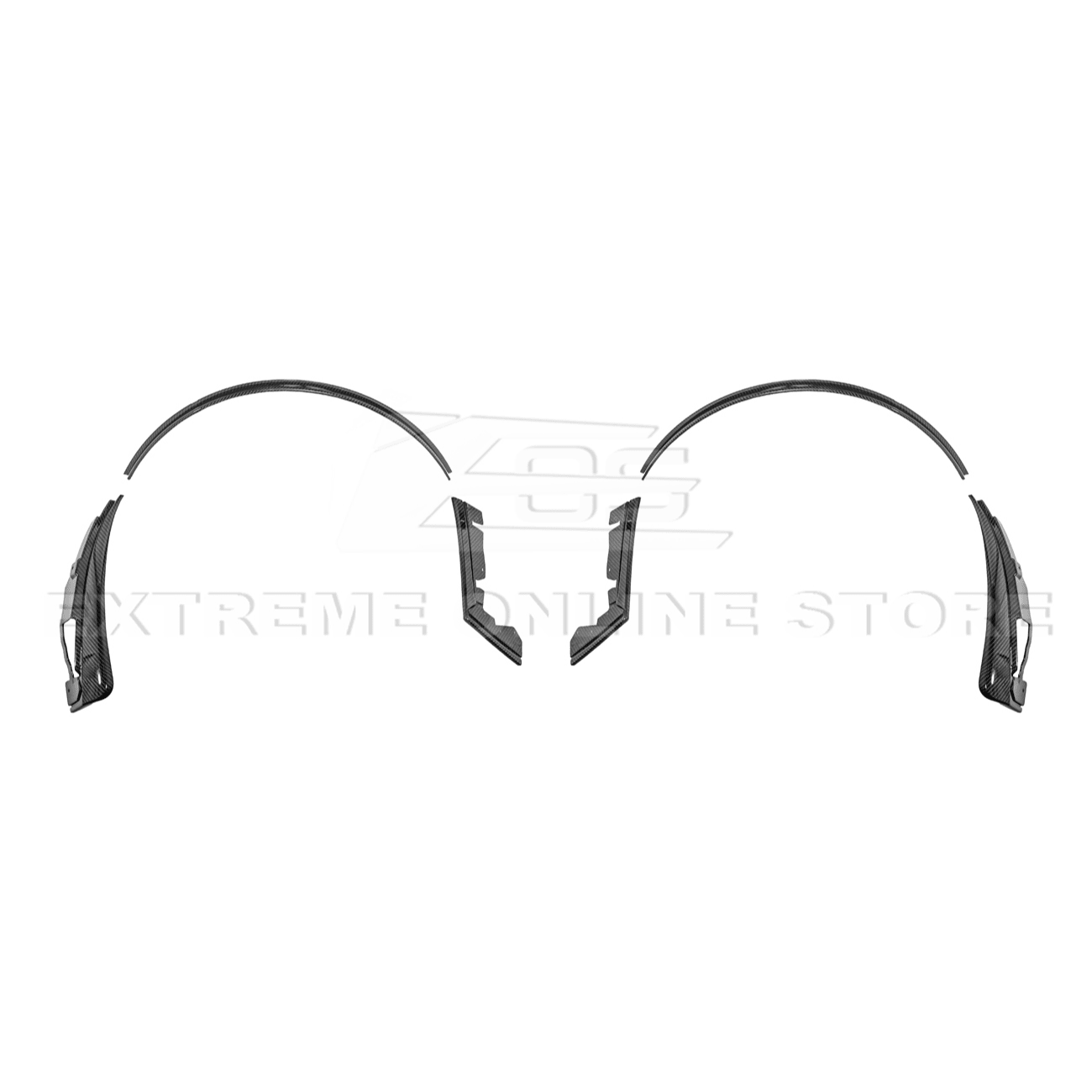 Ford Mustang S650 Dry Carbon Fiber XL Extended Fender Flares Mud Flap Kit 2024-Up