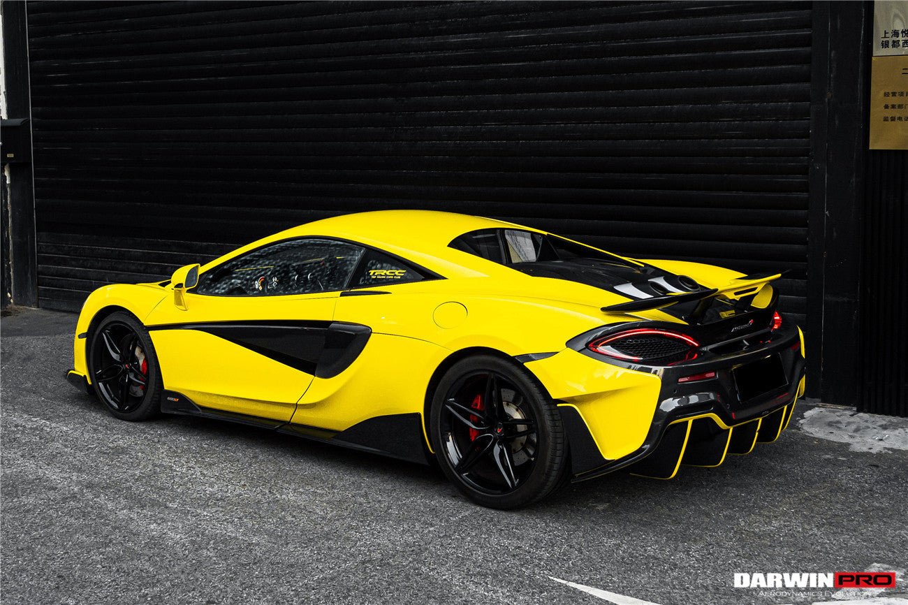 2015 - 2020 McLaren 540C & 570S & 570GT 600LT-Style Partial Carbon Fiber Rear Bumper with Diffuser and Trunk Spoiler and Engine Trunk and Exhaust