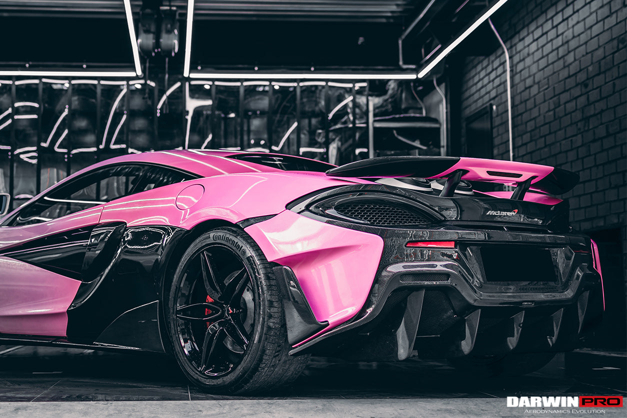 2015 - 2020 McLaren 540C & 570S & 570GT 600LT-Style Partial Carbon Fiber Rear Bumper with Diffuser  and Trunk Spoiler and Engine Trunk and Exhaust