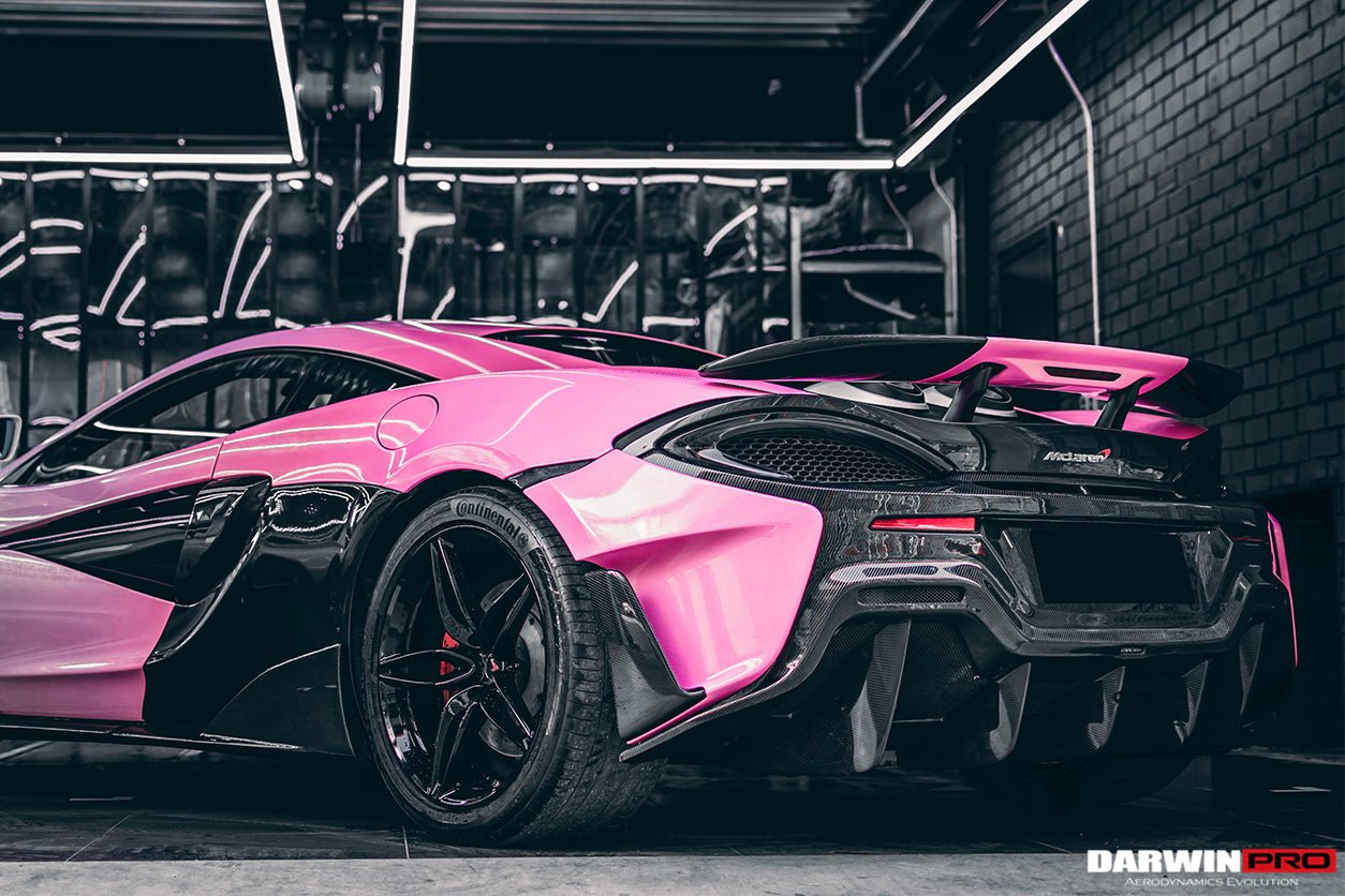 2015 - 2020 McLaren 540C & 570S & 570GT 600LT-Style Partial Carbon Fiber Rear Bumper with Diffuser and Trunk Spoiler and Engine Trunk and Exhaust