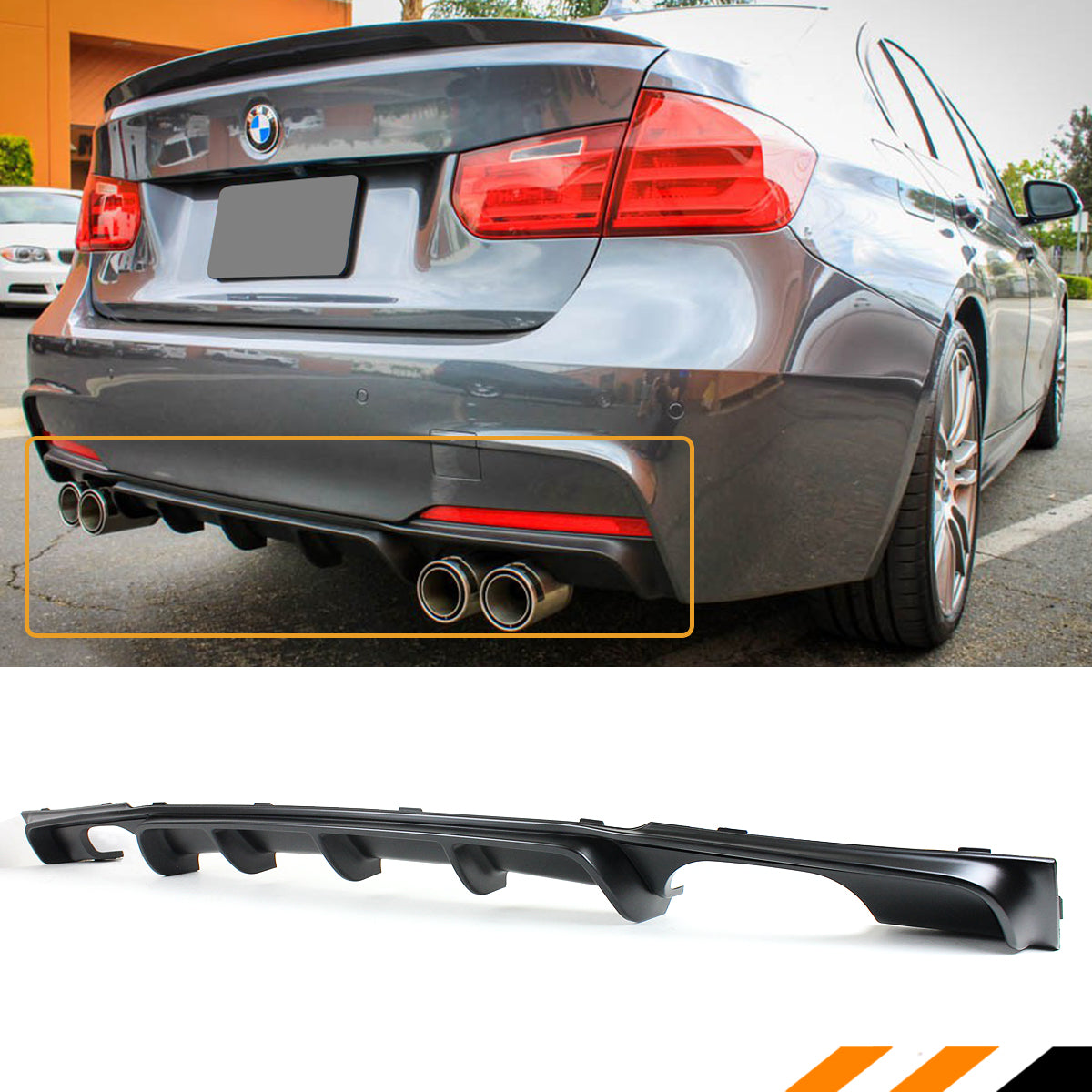 BMW F30 3 Series Satin Black Diffuser (2012-2018)