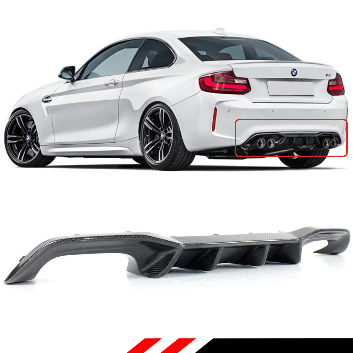 F87 M2 and M2 BMW Competition Models Rear Diffuser Carbon Fiber 2016-2021