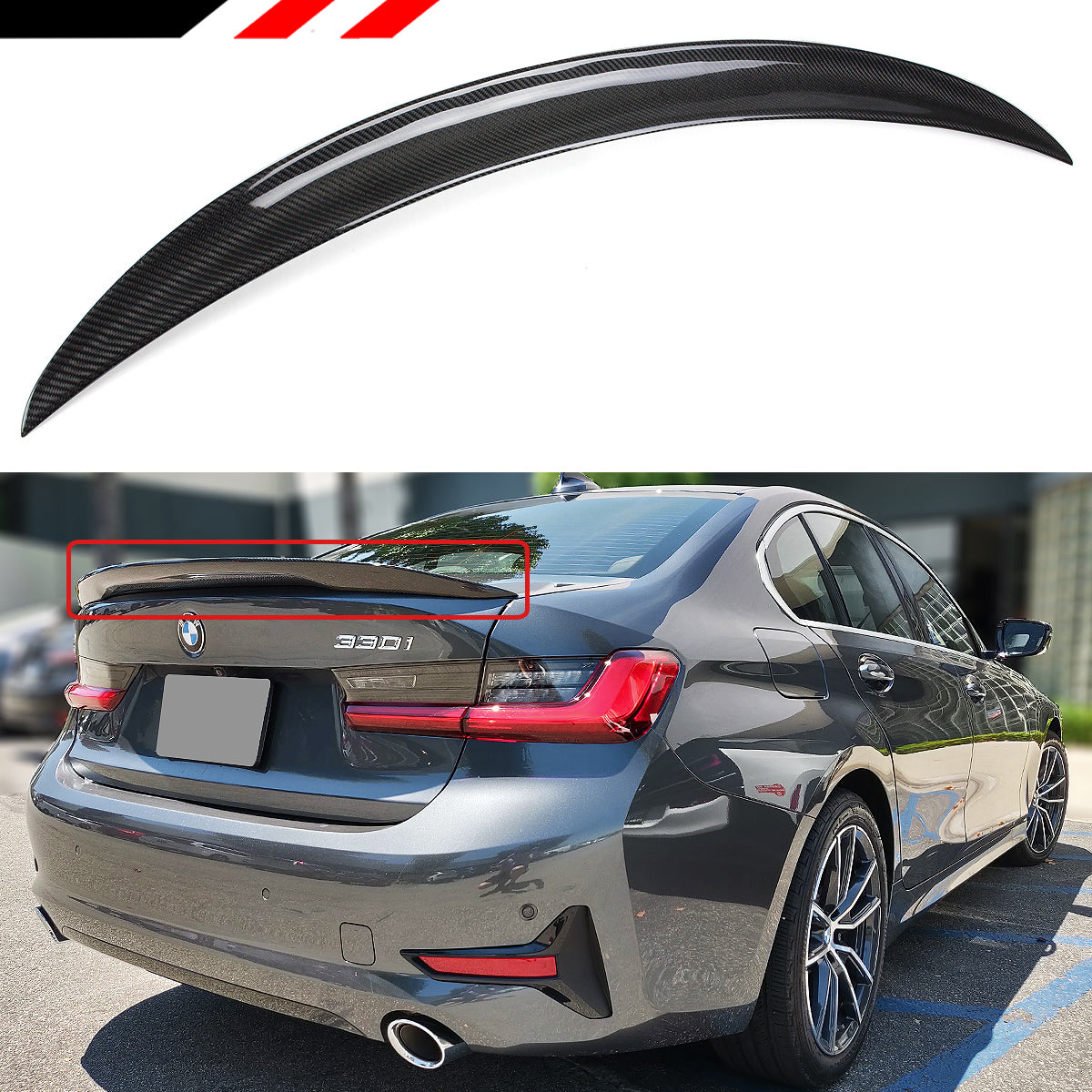 BMW G80 M3 & G20 3 Series Carbon Fiber Medium Kick Rear Spoiler