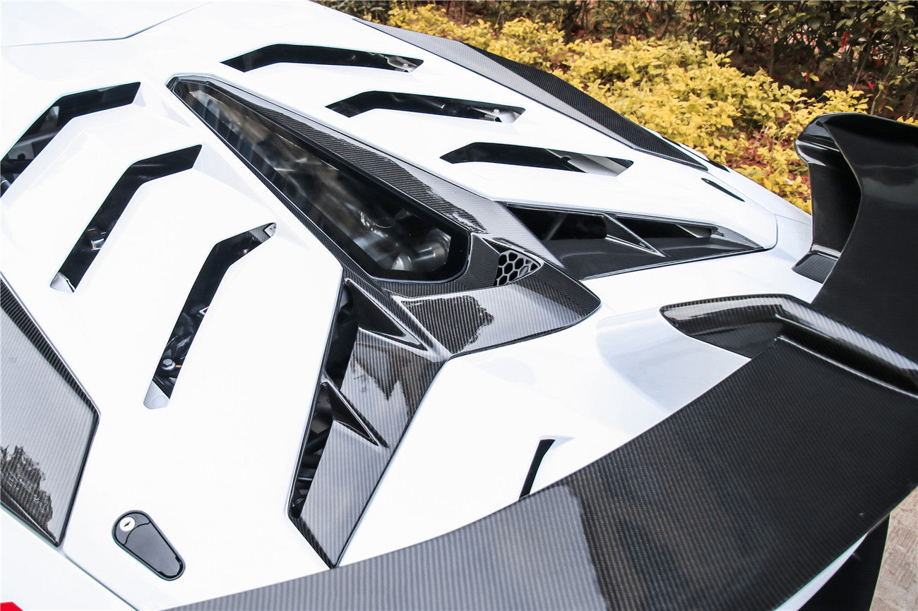 2011 - 2021 Lamborghini Aventador LP700 LP740 LP750 SVJ Coupe & Roadster SVJ Style Part DRY Carbon Fiber Engine Hood And Wing