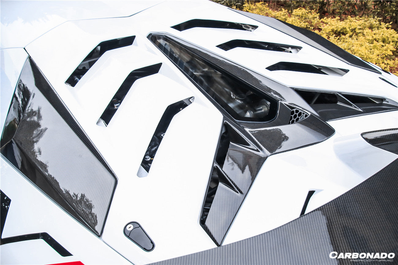 2011 - 2021 Lamborghini Aventador LP700 LP740 LP750 SVJ Coupe & Roadster SVJ Style Part DRY Carbon Fiber Engine Hood And Wing