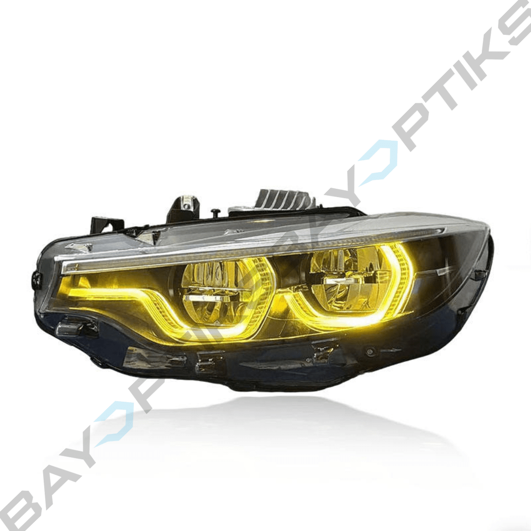 BMW F8X F80 M3 F82 M4 & F32 Coupe Ikon Style Tricolor CSL Yellow/White/Amber Headlights 2014 - 2020